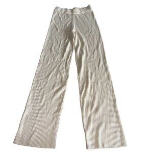 Brunette The Label Cream Ribbed Knit Straight Leg Pants Women's Small/Medium S/M